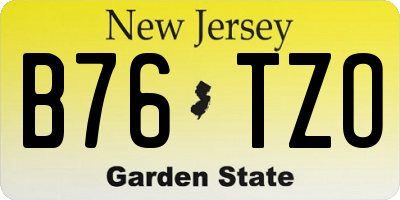 NJ license plate B76TZO