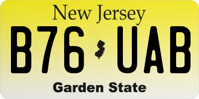 NJ license plate B76UAB