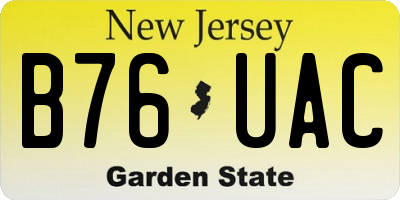 NJ license plate B76UAC