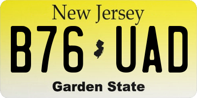 NJ license plate B76UAD