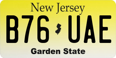 NJ license plate B76UAE