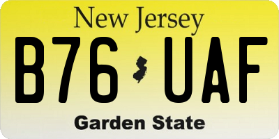 NJ license plate B76UAF