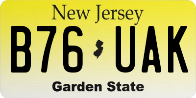 NJ license plate B76UAK