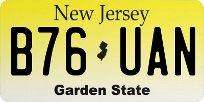 NJ license plate B76UAN