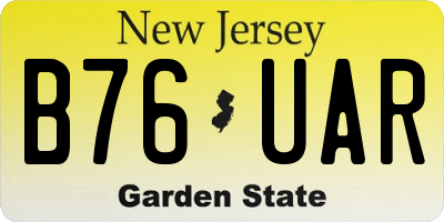 NJ license plate B76UAR