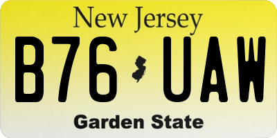 NJ license plate B76UAW