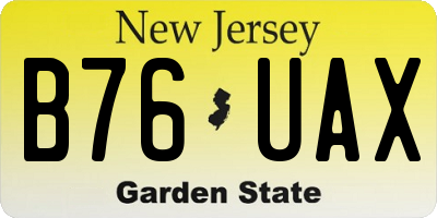 NJ license plate B76UAX