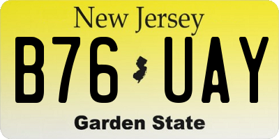 NJ license plate B76UAY