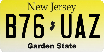NJ license plate B76UAZ