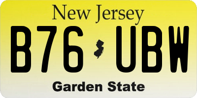 NJ license plate B76UBW