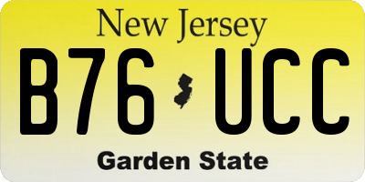 NJ license plate B76UCC