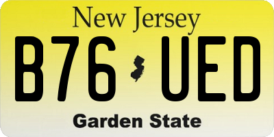 NJ license plate B76UED