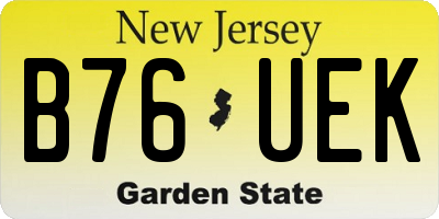 NJ license plate B76UEK