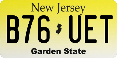 NJ license plate B76UET