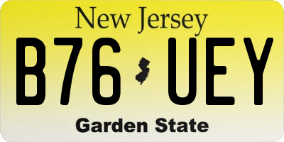 NJ license plate B76UEY