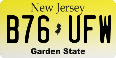 NJ license plate B76UFW