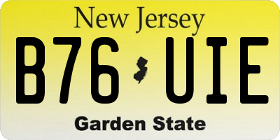 NJ license plate B76UIE