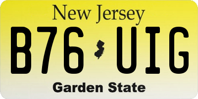 NJ license plate B76UIG
