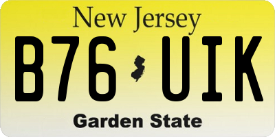NJ license plate B76UIK