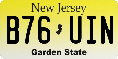 NJ license plate B76UIN