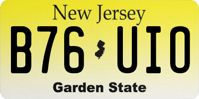 NJ license plate B76UIO