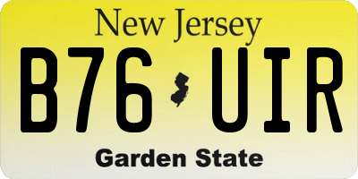 NJ license plate B76UIR