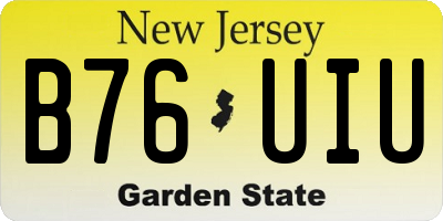 NJ license plate B76UIU