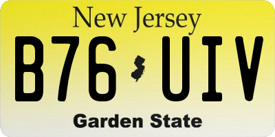 NJ license plate B76UIV