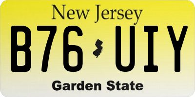 NJ license plate B76UIY
