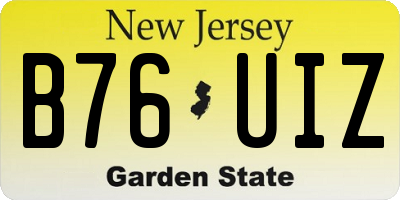 NJ license plate B76UIZ