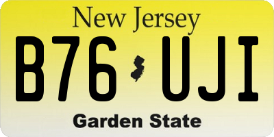 NJ license plate B76UJI
