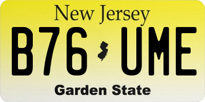 NJ license plate B76UME