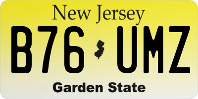 NJ license plate B76UMZ