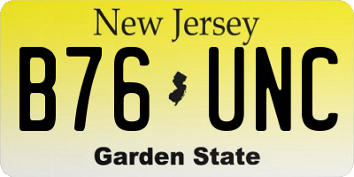 NJ license plate B76UNC