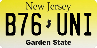 NJ license plate B76UNI