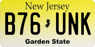 NJ license plate B76UNK