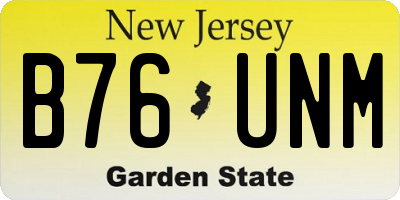 NJ license plate B76UNM
