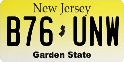 NJ license plate B76UNW