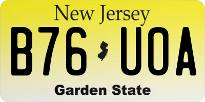 NJ license plate B76UOA