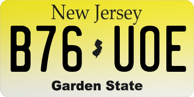 NJ license plate B76UOE