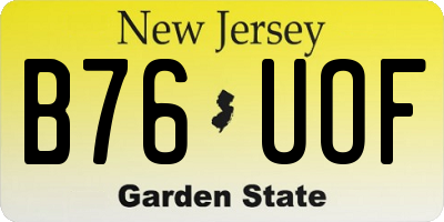 NJ license plate B76UOF