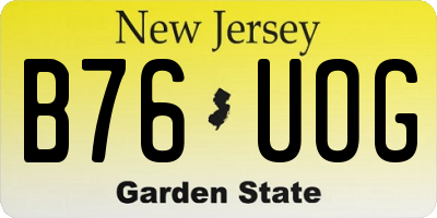 NJ license plate B76UOG
