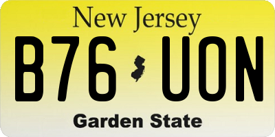 NJ license plate B76UON