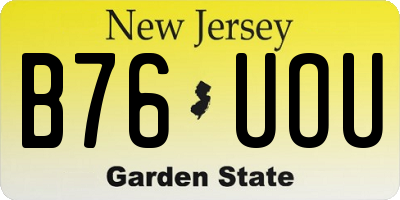 NJ license plate B76UOU
