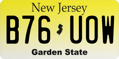 NJ license plate B76UOW