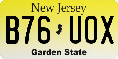 NJ license plate B76UOX