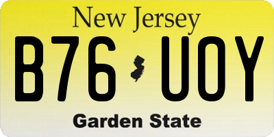 NJ license plate B76UOY