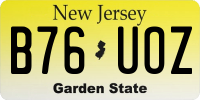 NJ license plate B76UOZ