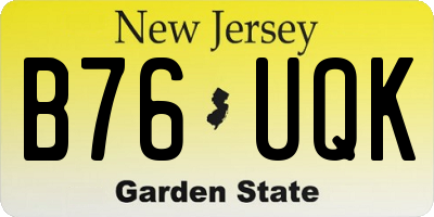 NJ license plate B76UQK