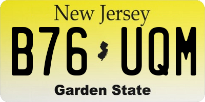 NJ license plate B76UQM